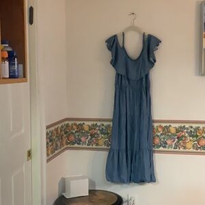 Sale! Old Navy Cold Shoulder Maxi Dress, Size SP, Blue